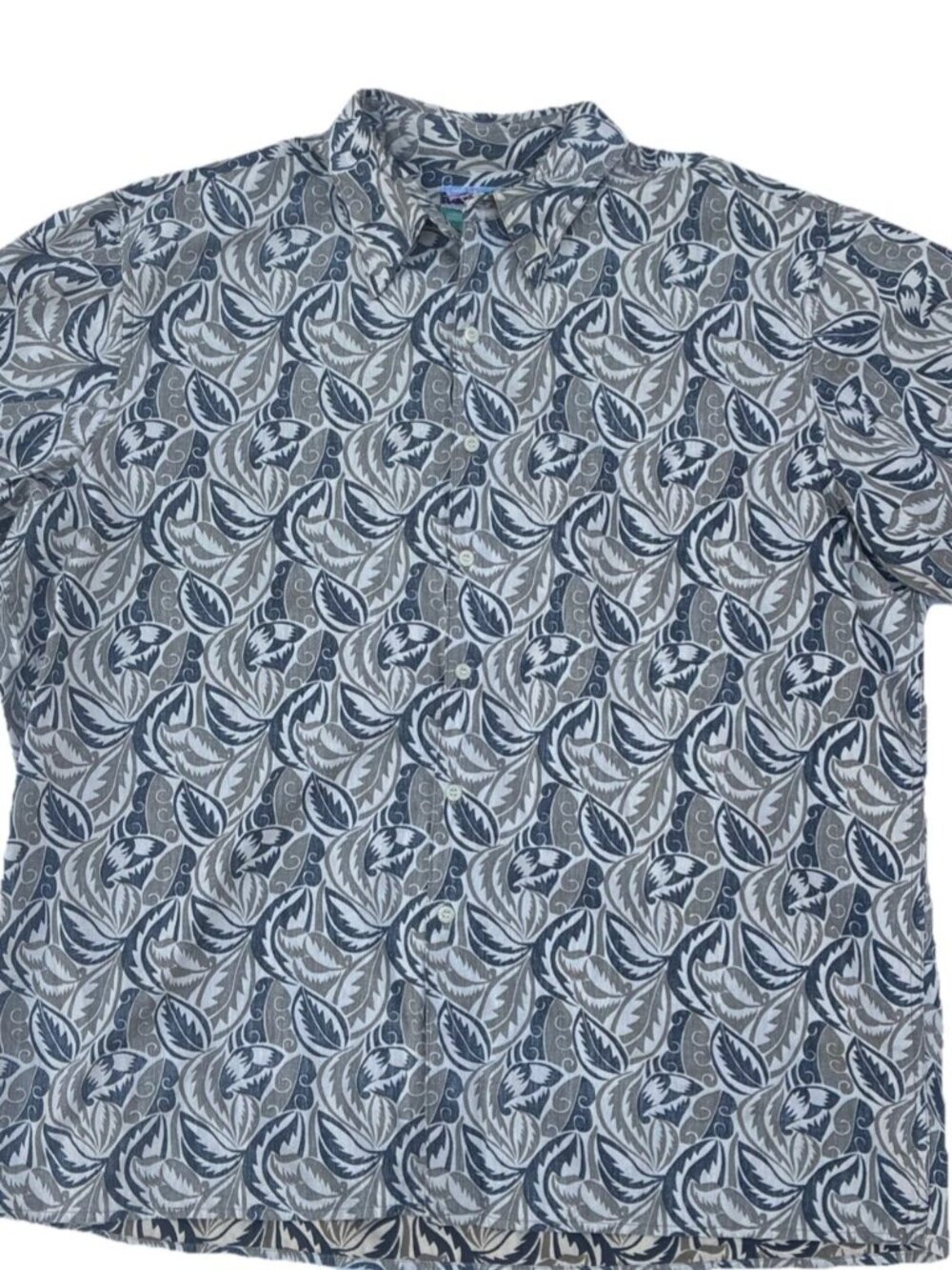 Reyn Spooner Hawaiian Traditionals Geometric Leaf Reverse Print Shirt Sz XL